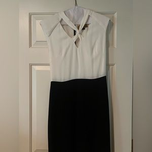 Nicole Miller cream/black block dress